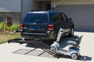 Enhance Mobility and Convenience with NewStar's NS-HCC06 The Ultimate Hitch-Mounted Aluminum Carrier with Ramp for Wheelchairs